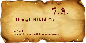 Tihanyi Miklós névjegykártya